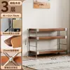 Prateleira multicamadas de piso, estante de armazenamento em aço e madeira estilo japonês para sala de estar, estante de livros, estante de exposição, estante de armazenamento para cozinha e varanda