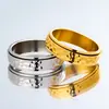 Modelo Nuevo Original Más Vendido Anillo Giratorio de Acero de Titanio Moon Pit para Alivio del Estrés con Textura Martillada a Mano y Patrón Irregular Suministro de Joyería