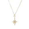 Colar Estrela Cruzada Micro-Embellished Europeu e Americano Transfronteiriço, Feminino, Micro Luxo, Estrela de Oito Pontas de Alta Qualidade Nova Corrente para Clavícula Mais Vendida