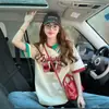 Camisa Polo de algodón puro para mujer con bloques de color y cuello, ajuste casual holgado con estampados divertidos, top favorecedor y moderno