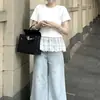 Camiseta de Manga Corta con Puntada de Encaje Estilo Ballet Francés para Mujer, Nueva de Verano, Ajustada, Adelgazante, Top Base Interior