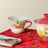 Taza de Té de Cerámica con Diseño de Dios de la Fortuna Pintado a Mano - Juego de Té Festivo Estilo Chino para Uso en Casa - Taza Personal Individual