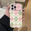 Funda de Teléfono Floral con Patrón de Diamantes Rosa y Verde Adecuada para iPhone 17 Pro Max y Apple 16, Funda Protectora Anticaídas de Cobertura Total Al por Mayor