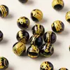 Cuentas de Obsidiana Natural con Significados Auspiciosos, Obsidiana Incrustada y Tallada en Estilo Chino, Accesorios de Joyería Taoísta