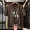 Camiseta de Manga Corta de Algodón Puro para Hombre, Top de Verano Moderno con Cuello Redondo y Estampado Divertido de Escultura, Camiseta Blanca de Manga Media 100% Algodón