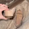 Sapatos de Salto para Noite com Efeito Emagrecedor Suave e Aumento de Altura 5cm 2025 Outono Novo Camurça Boca Rasa Sapatos Mary Jane Franceses para Mulheres