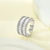 Anillo cuadrado de princesa creativo europeo y americano de múltiples filas Zircón súper brillante Anillo abierto para mujer moda versátil joyería transfronteriza