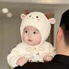 Gorro infantil para otoño e invierno, gorro de felpa cálido y grueso con protección para las orejas, gorro de lana tejido a prueba de viento, lindo, para niños y niñas