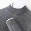 Nova camisa básica de caxemira com gola semimangalha para outono e inverno, suéter de tricô com gola alta de luxo leve