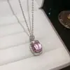 ¡Resplandor de Cristal Morado! Collar Retro de Óvalo de Zirconia Estilo Corte Cadena Clavicular Moda Lujo Ligero Sensación de Alta Gama Collar para Mujer