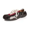 Sapatos de Treino Alemães de Couro Genuíno Femininos Color Block Outono Novo Estilo Sola Plana Sapatos Esportivos Casuais Sola Macia Sapatos Forrest Gump Tênis de Skate Fornecimento Exclusivo Transfronteiriço