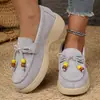 Zapatos Casuales Nuevos de Otoño 2026 con Borlas y Lazo Talla Grande Comercio Exterior Mocasines con Cuentas de Cruzado de Tacón Medio para Mujer