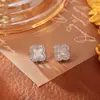 Exquisitos Pendientes de Trébol de Cuatro Hojas de Circonita Multicolor, Modernos y de Alta Gama, Pendientes Versátiles para el Día a Día, Pendientes de Estilo Dulce y Fresco