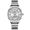 Reloj de Pulsera Clásico de Negocios para Hombre con Cuarzo, Números Romanos e Incrustaciones de Diamante, Reloj con Calendario Simple/Doble, Correa de Acero Inoxidable Resistente al Agua