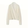 Novo Estilo de Outono Simples Elegante Pequena Mulher Renda Cruzada Gola V Pulôver Cashmere Tricotado Camada Base Manga Longa Elegante