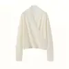Moda Outono e Inverno Francesa Novo Estilo Suéter Pulôver Suave de Manga Longa Gola V Cruzada de Renda Suéter de Caxemira Feminino Estilo Fino