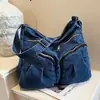 Cross2026 Bolso Cruzado Retro Europeo y Americano de Moda Tendencia Mezclilla Estilo Coreano Elegante Bolso de Hombro Único