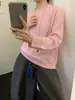 Outono 2026 Novo Suéter de Malha Feminino Top Estilo Coreano Elegante Cor Sólida Lã Pura Gola Redonda Manga Longa para Trabalho Casual Versátil