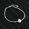 Wanying Jewelry Tobillera de Plata Rota y Perla Plata de Ley S925 Estilo Coreano Casual Retro Joyería de Alta Gama Accesorios de Estilo Frío