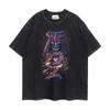 Camiseta vintage desgastada lavada eu atualizo jaqueta de manga curta solta com lixamento anime sozinha