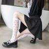 Meias Love Mid-Calf Meias de panturrilha Meias de cano médio Meias brancas Meias Jk Trendy Meias femininas pretas Meias finas translúcidas Coração de pêssego