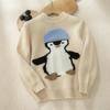 Suéter de Cachemir para Niños Grueso de Cuello Alto Jersey para Niños Camisa Base de Punto para Niñas Ropa Infantil Mediana y Grande Little Penguin