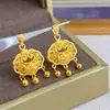 Ouro Real 24K Galvanoplastia a Vácuo Forte Retenção de Cor Trava de Segurança Mesma Cor da Loja de Ouro Pingente Trava de Longevidade e Riqueza Colar de Três Ouros