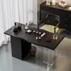 Mesa de Té para Balcón Estilo Chino Nuevo Negro Madera Maciza de Gama Alta Bandeja de Té Isla Pequeña Conjunto de Sillas Elf Comfort