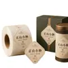 Etiqueta para caja de regalo de té, papel especial con estampado dorado, autoadhesiva, etiqueta en rollo con forma de diamante para caja de té Longjing