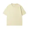 Camiseta Base de Manga Corta de Algodón Puro de Peso Pesado 230g con un Diseño Elegante, Camiseta Redonda Versátil de Corte Holgado para Hombre, Color Sólido de Manga Corta con Estampado de Logo