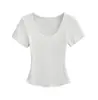 Camiseta Feminina de Verão Novo Estilo Manga Curta, Camisa Base Lisa Costurada em Seda de Gelo, Top Versátil de Corte Justo