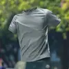 Camiseta de manga corta de secado rápido para hombre, de verano, transpirable, de malla, de seda helada fina, para deportes y exteriores, venta al por mayor transfronteriza
