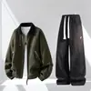 Jaqueta de Lapela Primavera 2026 Nova Marca Tendência Masculina Tamanho Grande Calça Casual Reta Solta