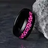 Anillo de Moda Personalizado con Parche de Pétalo de Flor de Durazno Nuevo Transfronterizo Acero Inoxidable Joyería al por Mayor Flor de Durazno Negra