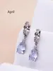 Conjunto de collar y aretes transfronterizos europeo y americano piedra de nacimiento de diciembre circonita acero inoxidable colgante de gota