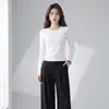 Camiseta Básica de Manga Larga Corta con Cuello Redondo Yizhi para Mujer, Otoño 2026, Corte Ajustado, Adelgazante, Color Sólido, Top Básico para Capas