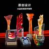 Trofeo de Cristal Personalizado con Bandera Roja para Miembros de la Fiesta del 1 de Julio, Placa de Premio de Vidrio Grabada, Regalo Conmemorativo de Jubilación, Adorno del Día de la Juventud del 4 de Mayo