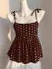 Top de tirantes Y2K, pura deseo chica hot vintage verano estampado de lunares ropa de mujer, falda de pastel sexy adelgazante versátil para mujeres