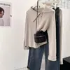 Cárdigan de punto de color liso irregular con solapa y doble cremallera para mujer, otoño e invierno, diseño único, chaqueta suéter top