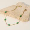 Pulseira Nova Jieding Estilo Europeu e Americano com Múltiplas Pedras Quadradas de Zircônia Verde, Joia Pulseira de Aço Titânio para Mulheres
