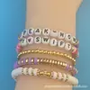 Moda Transfronteiriça Personalidade Design Estilo Minimalista Joia de Mão Multi-Camada Argila Macia Pulseira de Letras Conjunto Combinado Atacado