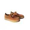 Zapatos de cordones estilo retro 158-1 de piel nubuck para mujer, Zapatos casuales cómodos con suela suave y decoración de cuentas coloridas