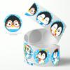 500 Calcomanías/Rol Calcomanías Transfronterizas Calcomanías Redondas Decorativas para Bolsa de Regalo de Pingüino de Dibujos Animados Lindo