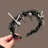 2026 Nova Faixa de Cabelo com Laço de Fita de Bolinhas Estilo Coreano Inspirada em Ballet para Mulheres, Faixa de Cabeça Antiderrapante para o Topo do Crânio Acessório de Cabelo