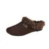 Faixa de Cabelo de Pelúcia Lã de Cordeiro Retrô Chinelos Preguiçosos para Mulheres Moda Versátil Fosco Salto Baixo Bico Quadrado Quente Meio Chinelos Birkenstock