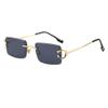 Gafas de Sol Cuadradas con Degradado de Calle de Moda Transfronterizas Gafas sin Montura Metálicas con Bordes Cortados Gafas Geniales para Hombre y Mujer