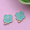 Jg021 Colgante Flor de Cinco Pétalos Hoja Gota de Aceite Cloisonné Accesorios de Joyería de Aleación de Zinc para Pulsera Pendiente
