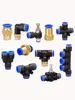 Conector Pneumático de Engate Rápido Aks Tubo de Ar Válvula de Esfera Passante Manual Rosqueado em T para União de Topo Válvula Borboleta Reguladora de Velocidade para Cilindro