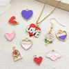 Colgantes Mixtos de 30 Corazones con Alas de Rosa de Aleación Esmaltada Accesorios para Joyería DIY Venta Caliente Transfronteriza