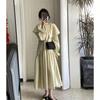 Vestido de Manga Longa com Gola de Boneca Francesa, Design Delicado e Babados em Estilo Coreano Solto, Estilo Salgado Retrô para Pausa para o Chá